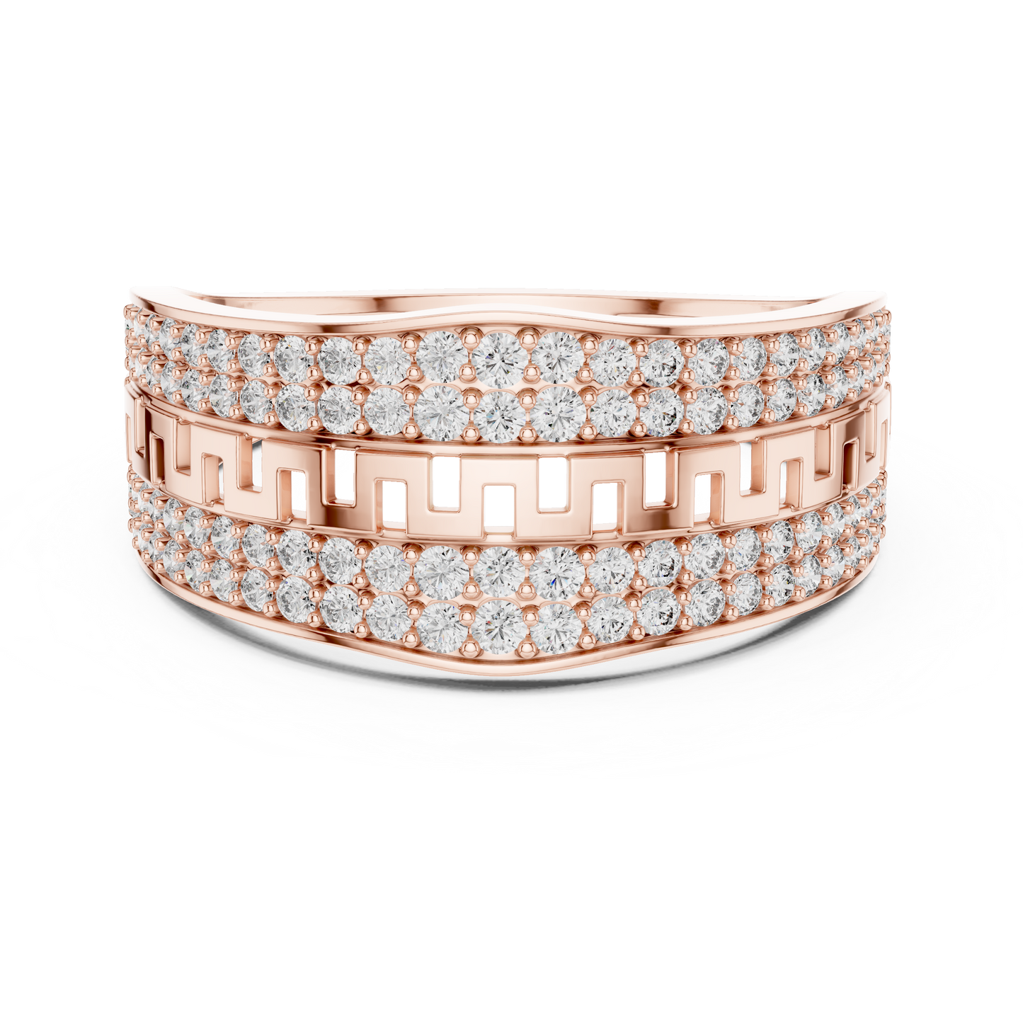 Lab Grown Diamond Greek Key Band in 14k Yellow Gold