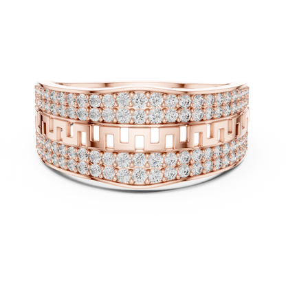 Lab Grown Diamond Greek Key Band in 14k Yellow Gold