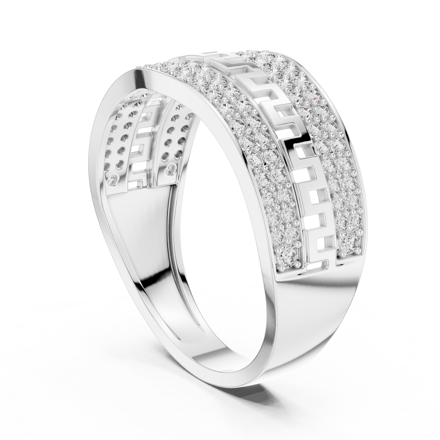 Lab Grown Diamond Greek Key Band in 14k Yellow Gold