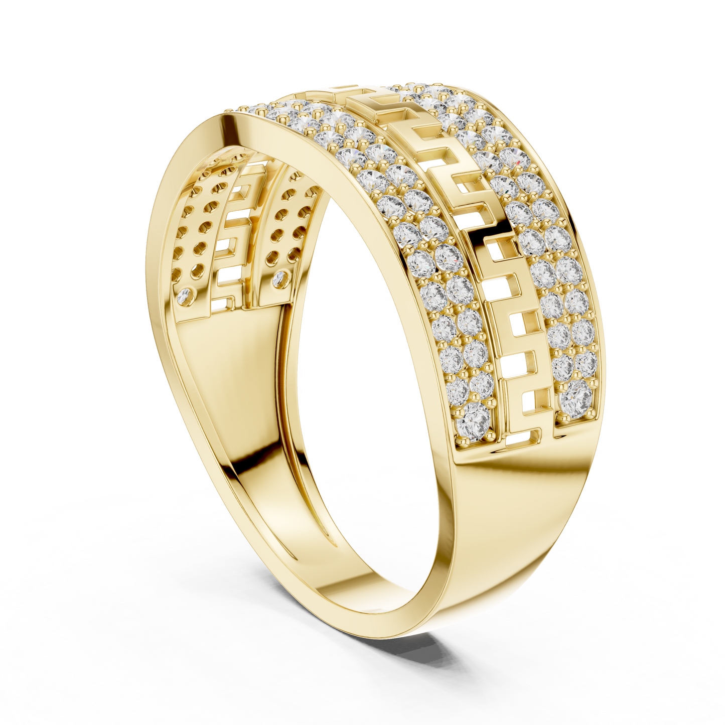 Lab Grown Diamond Greek Key Band in 14k Yellow Gold