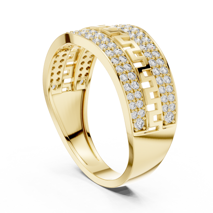 Lab Grown Diamond Greek Key Band in 14k Yellow Gold