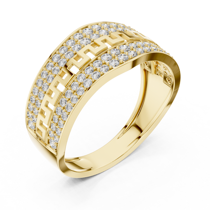 Lab Grown Diamond Greek Key Band in 14k Yellow Gold