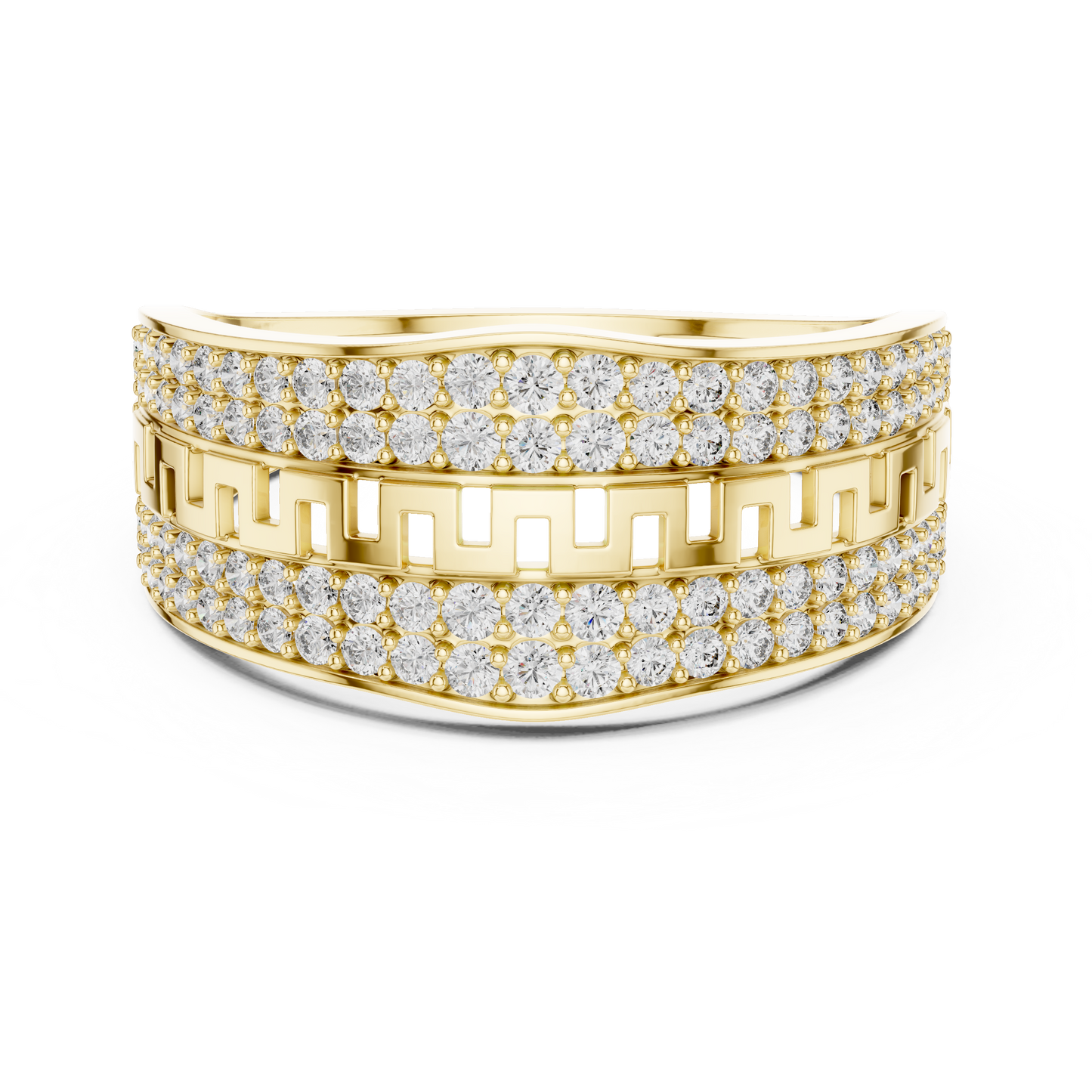 Lab Grown Diamond Greek Key Band in 14k Yellow Gold