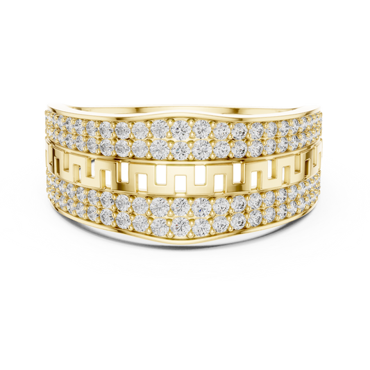 Lab Grown Diamond Greek Key Band in 14k Yellow Gold