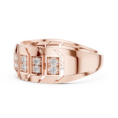 Round Lab Grown Diamond Chevron Ring in 14k Rose Gold