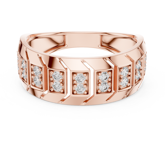 Round Lab Grown Diamond Chevron Ring in 14k Rose Gold