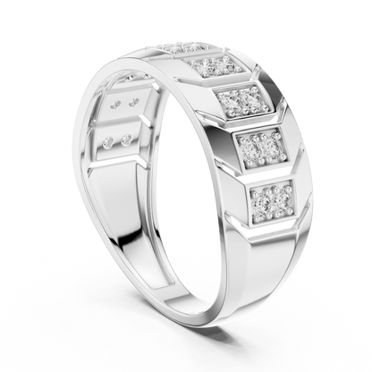 Round Lab Grown Diamond Chevron Ring in 14k Rose Gold