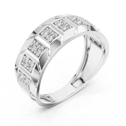 Round Lab Grown Diamond Chevron Ring in 14k Rose Gold