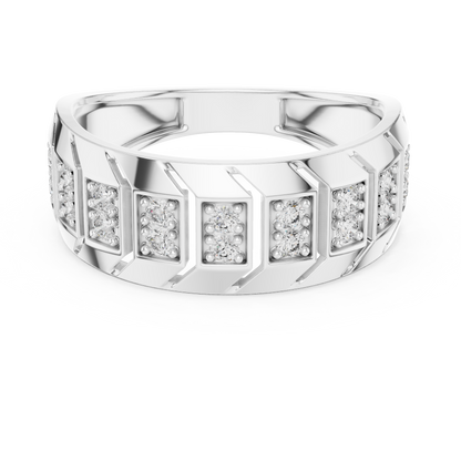 Round Lab Grown Diamond Chevron Ring in 14k Rose Gold