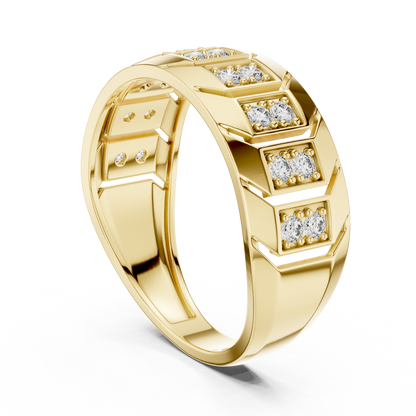 Round Lab Grown Diamond Chevron Ring in 14k Rose Gold