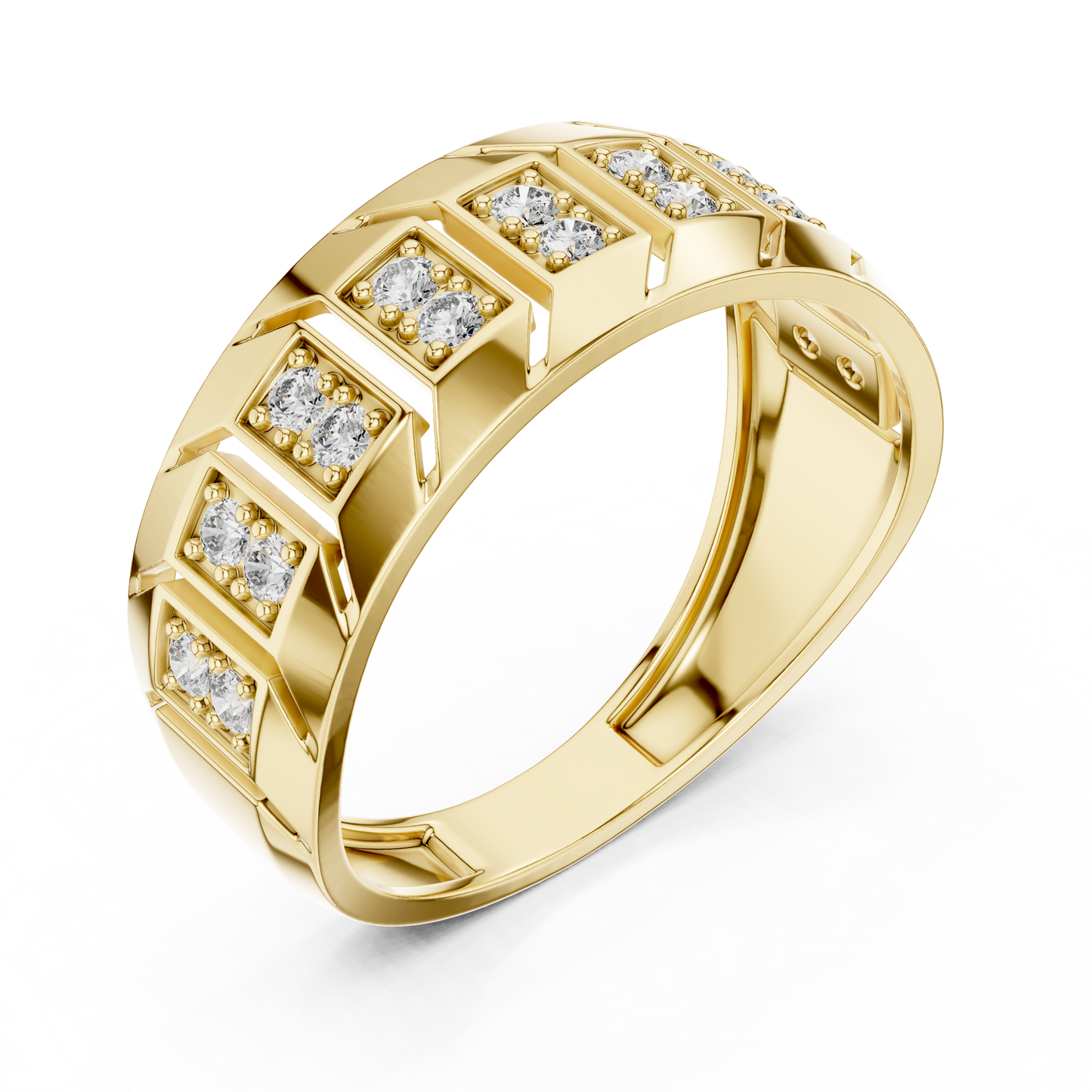 Round Lab Grown Diamond Chevron Ring in 14k Rose Gold