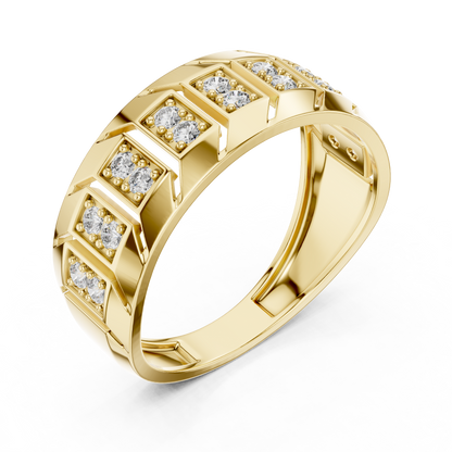 Round Lab Grown Diamond Chevron Ring in 14k Rose Gold