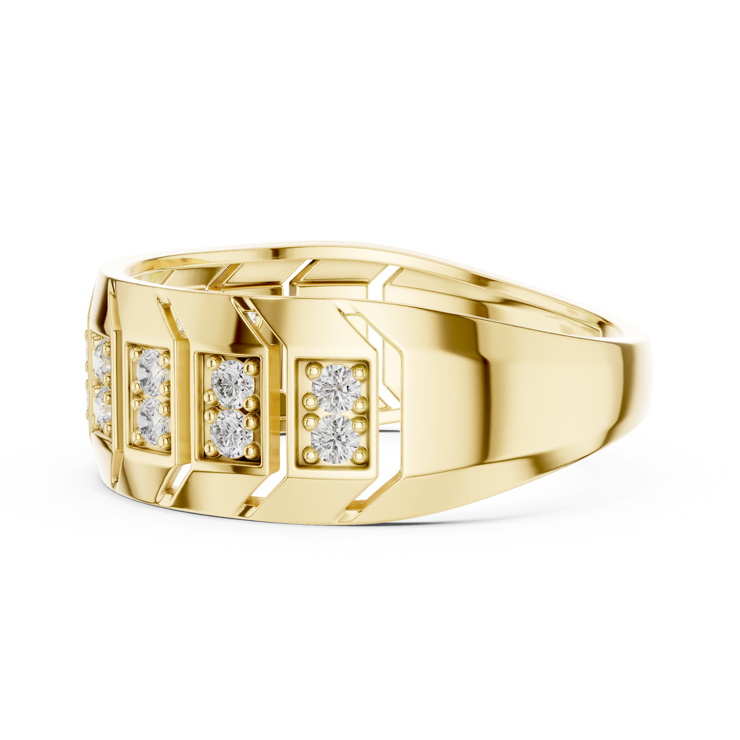 Round Lab Grown Diamond Chevron Ring in 14k Rose Gold