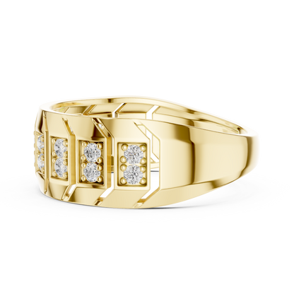 Round Lab Grown Diamond Chevron Ring in 14k Rose Gold
