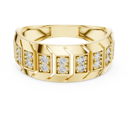 Round Lab Grown Diamond Chevron Ring in 14k Rose Gold