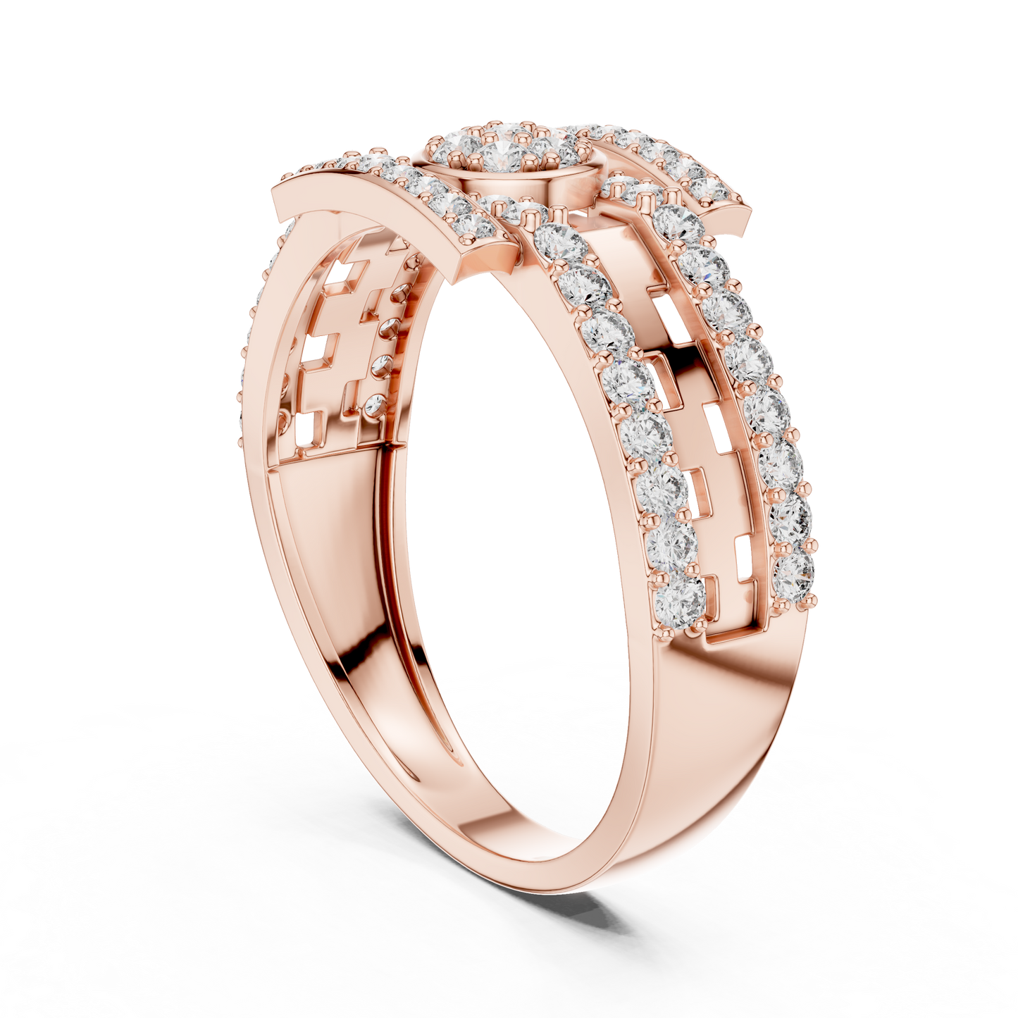 Round Lab Grown Diamond Medallion Ring in 14k White Gold