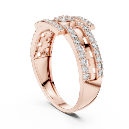 Round Lab Grown Diamond Medallion Ring in 14k White Gold