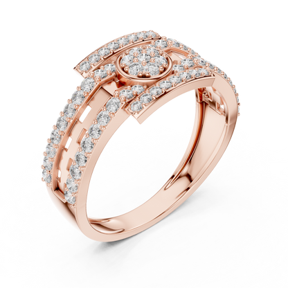 Round Lab Grown Diamond Medallion Ring in 14k White Gold