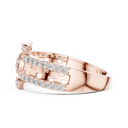 Round Lab Grown Diamond Medallion Ring in 14k White Gold