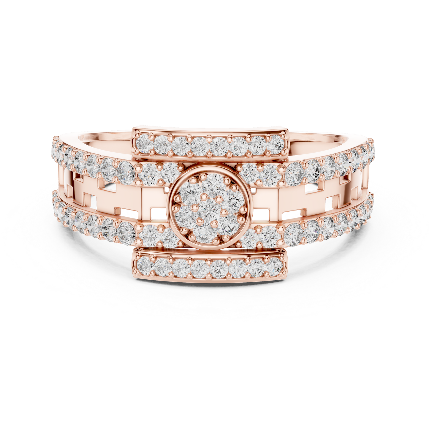 Round Lab Grown Diamond Medallion Ring in 14k White Gold