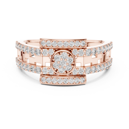 Round Lab Grown Diamond Medallion Ring in 14k White Gold