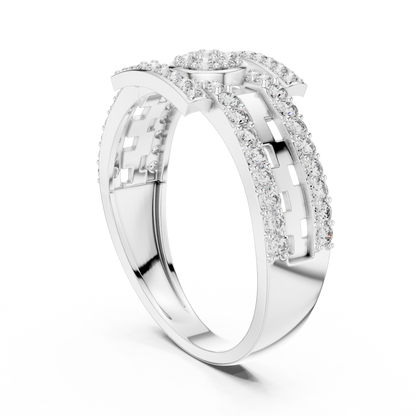 Round Lab Grown Diamond Medallion Ring in 14k White Gold