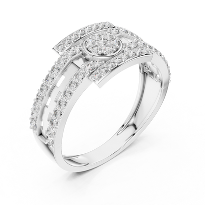 Round Lab Grown Diamond Medallion Ring in 14k White Gold