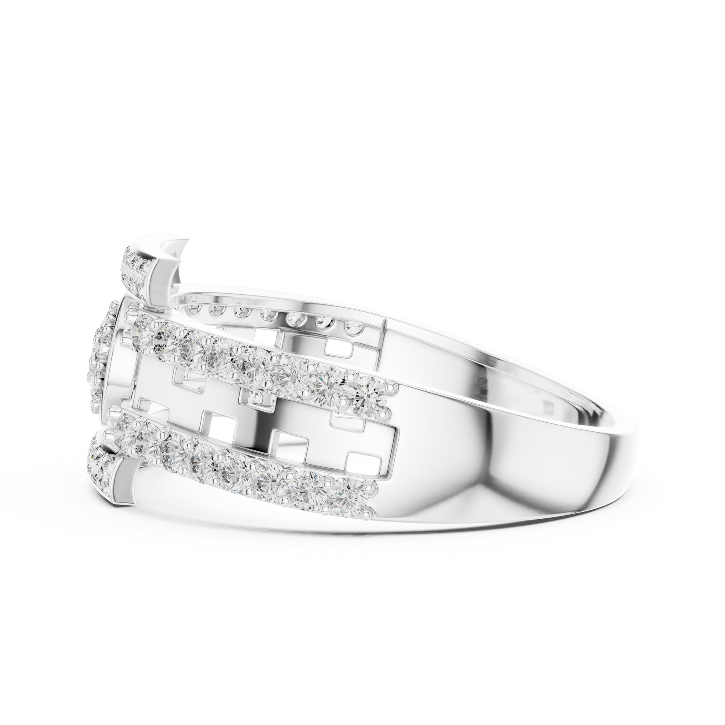 Round Lab Grown Diamond Medallion Ring in 14k White Gold