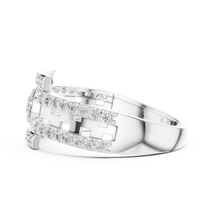 Round Lab Grown Diamond Medallion Ring in 14k White Gold