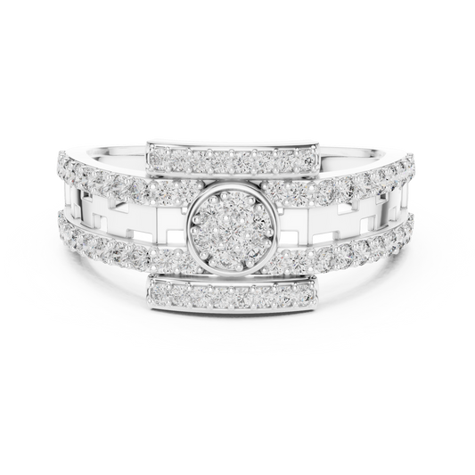 Round Lab Grown Diamond Medallion Ring in 14k White Gold