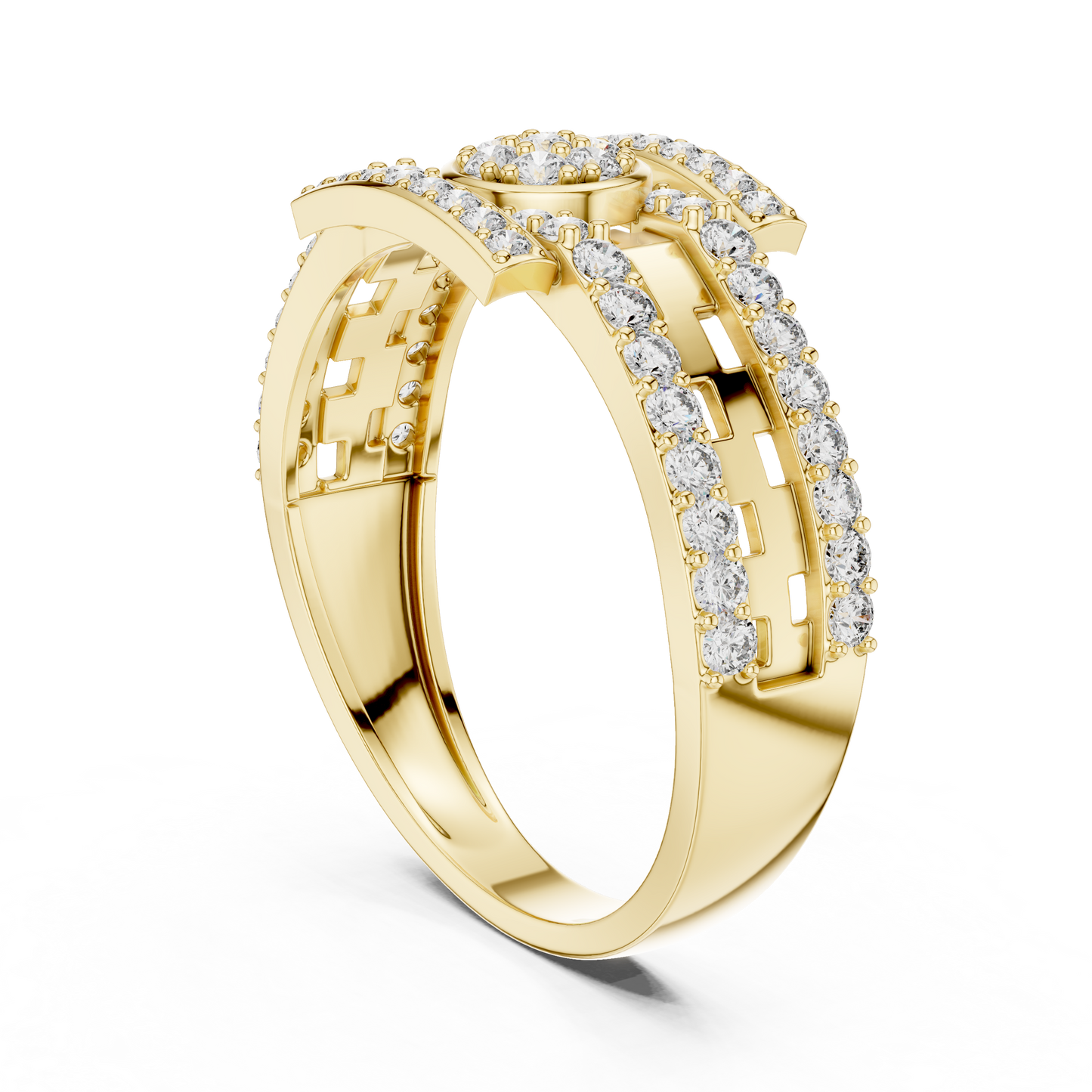 Round Lab Grown Diamond Medallion Ring in 14k White Gold