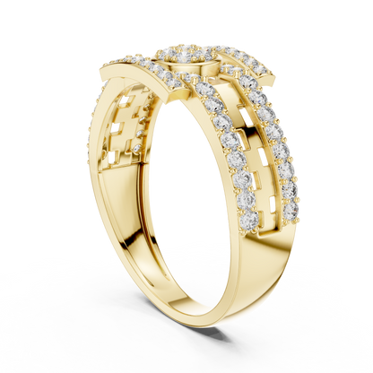 Round Lab Grown Diamond Medallion Ring in 14k White Gold