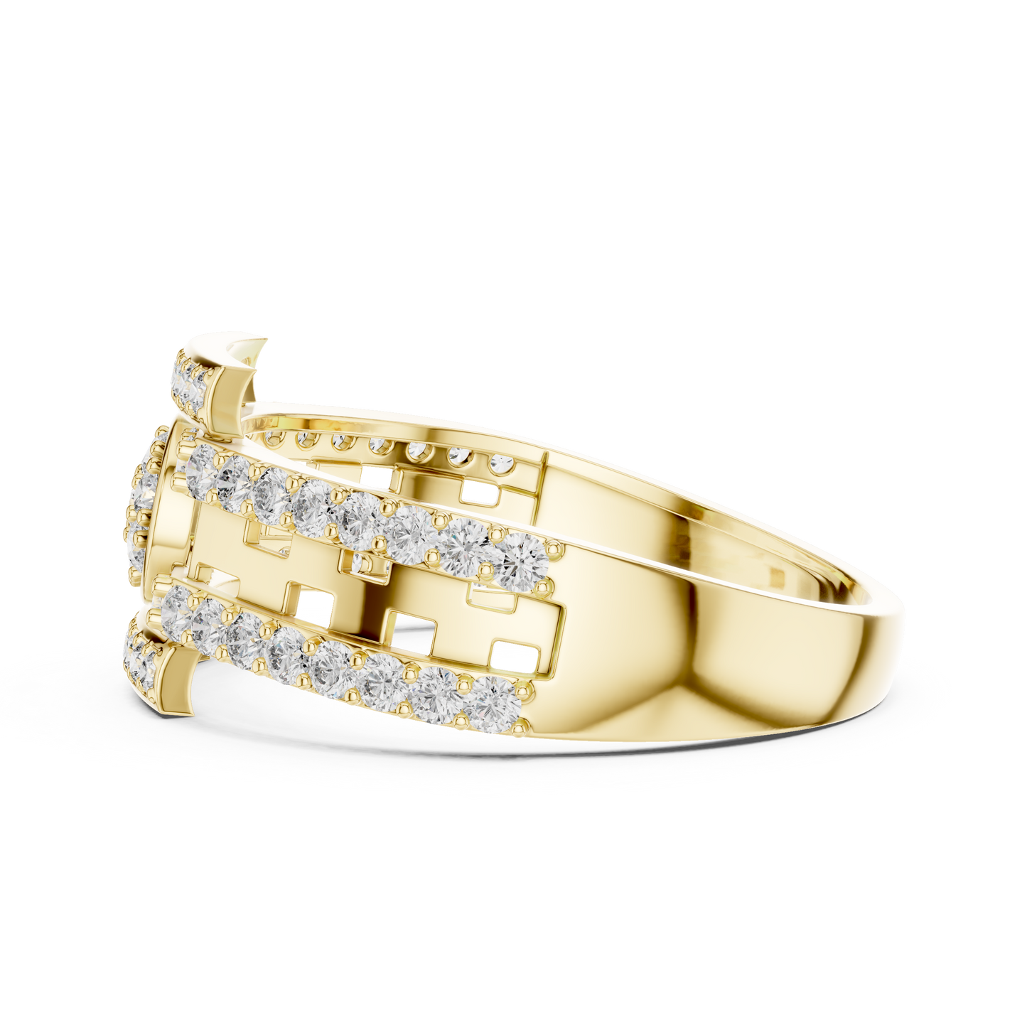 Round Lab Grown Diamond Medallion Ring in 14k White Gold
