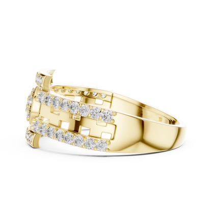 Round Lab Grown Diamond Medallion Ring in 14k White Gold