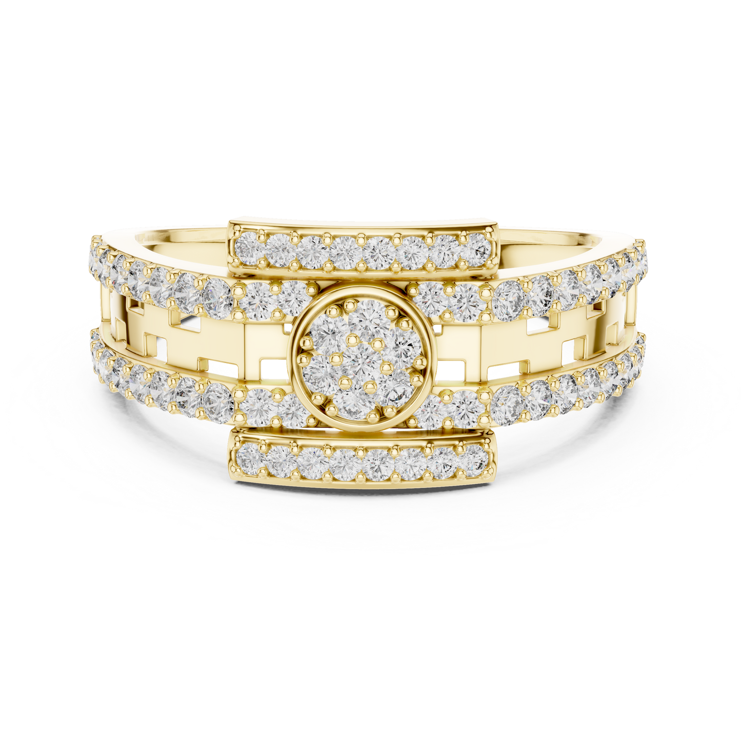 Round Lab Grown Diamond Medallion Ring in 14k White Gold