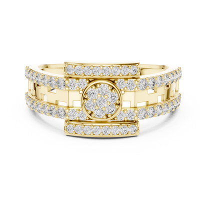 Round Lab Grown Diamond Medallion Ring in 14k White Gold