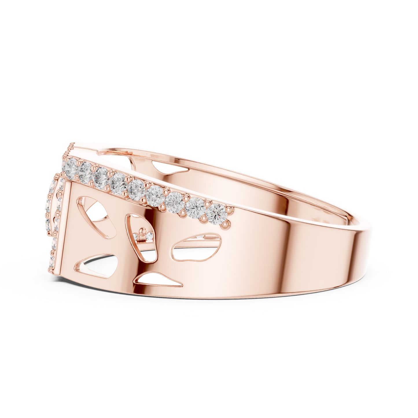 Architectural H-Shaped Lab Grown Diamond Ring in Rose Gold
