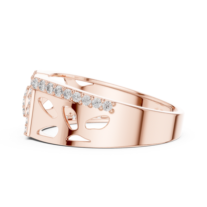 Architectural H-Shaped Lab Grown Diamond Ring in Rose Gold