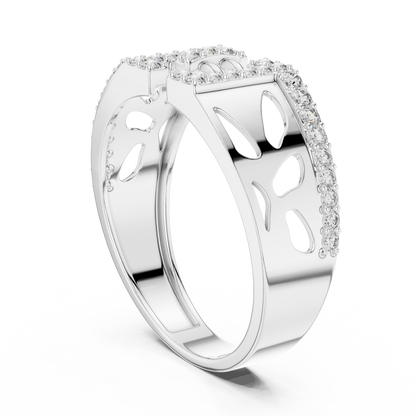 Architectural H-Shaped Lab Grown Diamond Ring in Rose Gold