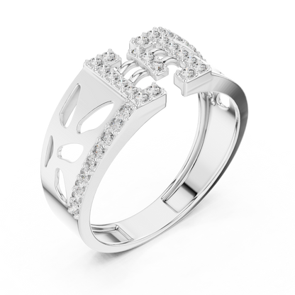 Architectural H-Shaped Lab Grown Diamond Ring in Rose Gold