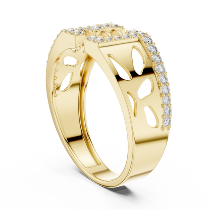 Architectural H-Shaped Lab Grown Diamond Ring in Rose Gold