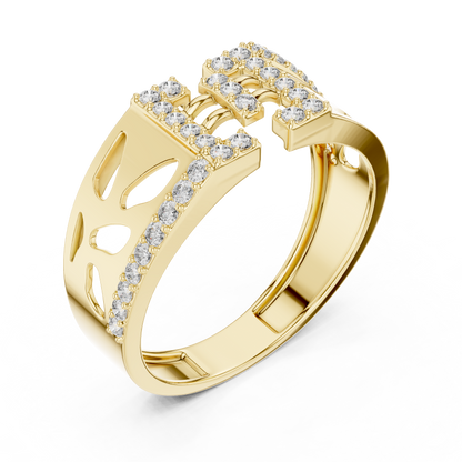 Architectural H-Shaped Lab Grown Diamond Ring in Rose Gold