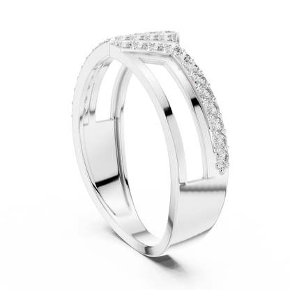 Round Lab Grown Diamond Chevron Ring in 14K White Gold