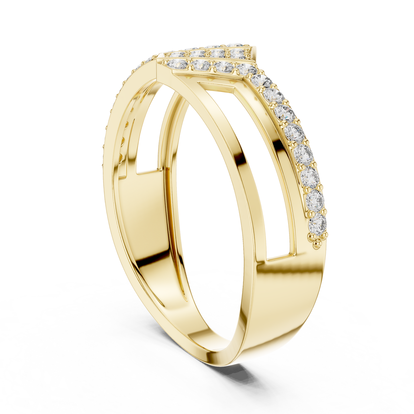 Round Lab Grown Diamond Chevron Ring in 14K White Gold