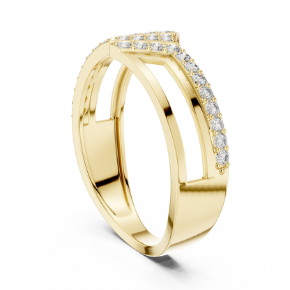 Round Lab Grown Diamond Chevron Ring in 14K White Gold