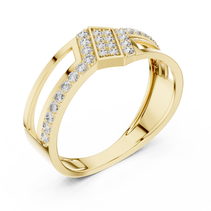 Round Lab Grown Diamond Chevron Ring in 14K White Gold