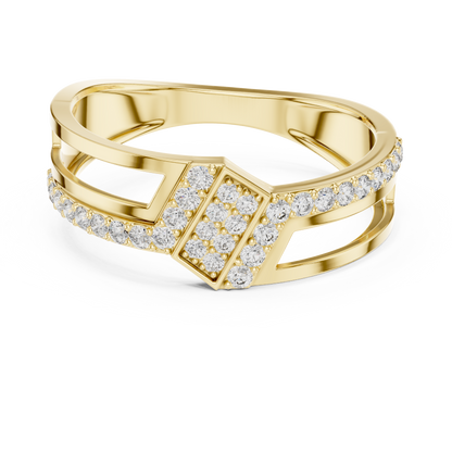 Round Lab Grown Diamond Chevron Ring in 14K White Gold
