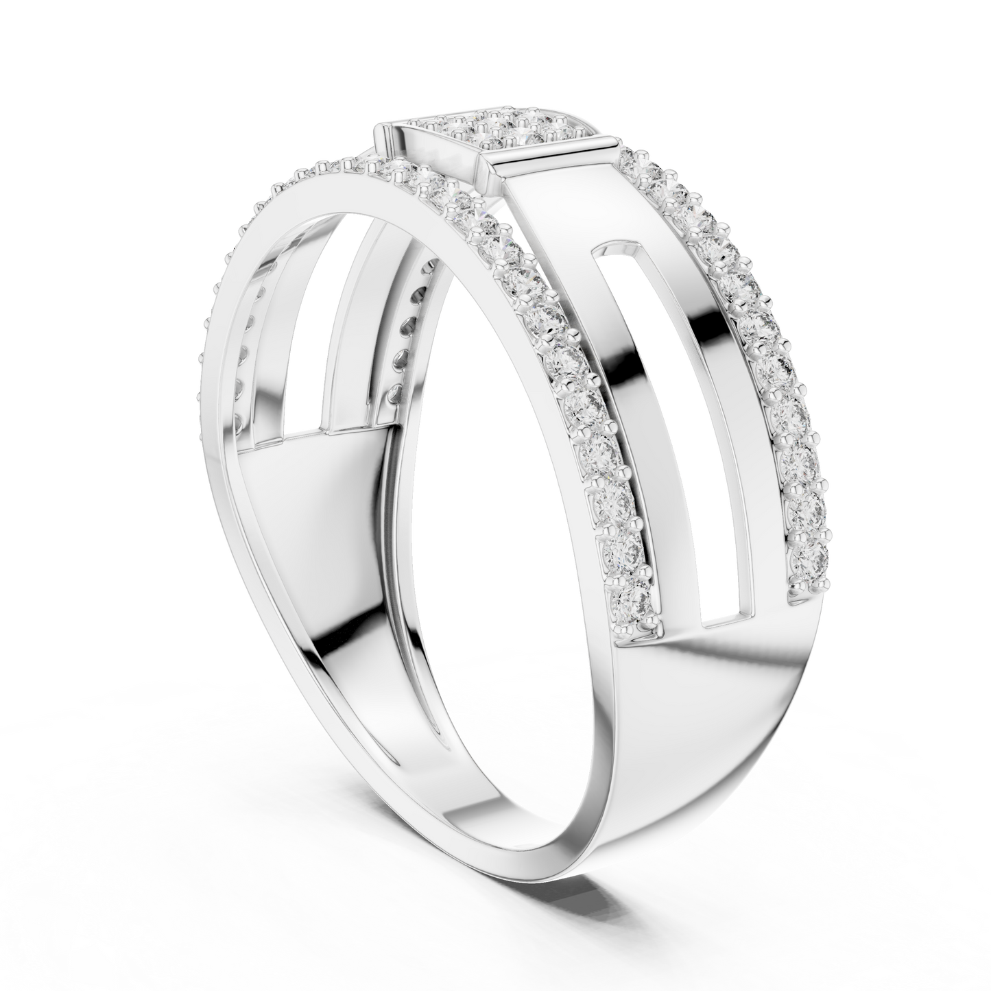 Round Geometric Open Shank Lab Grown Diamond Ring