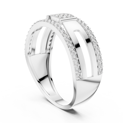Round Geometric Open Shank Lab Grown Diamond Ring