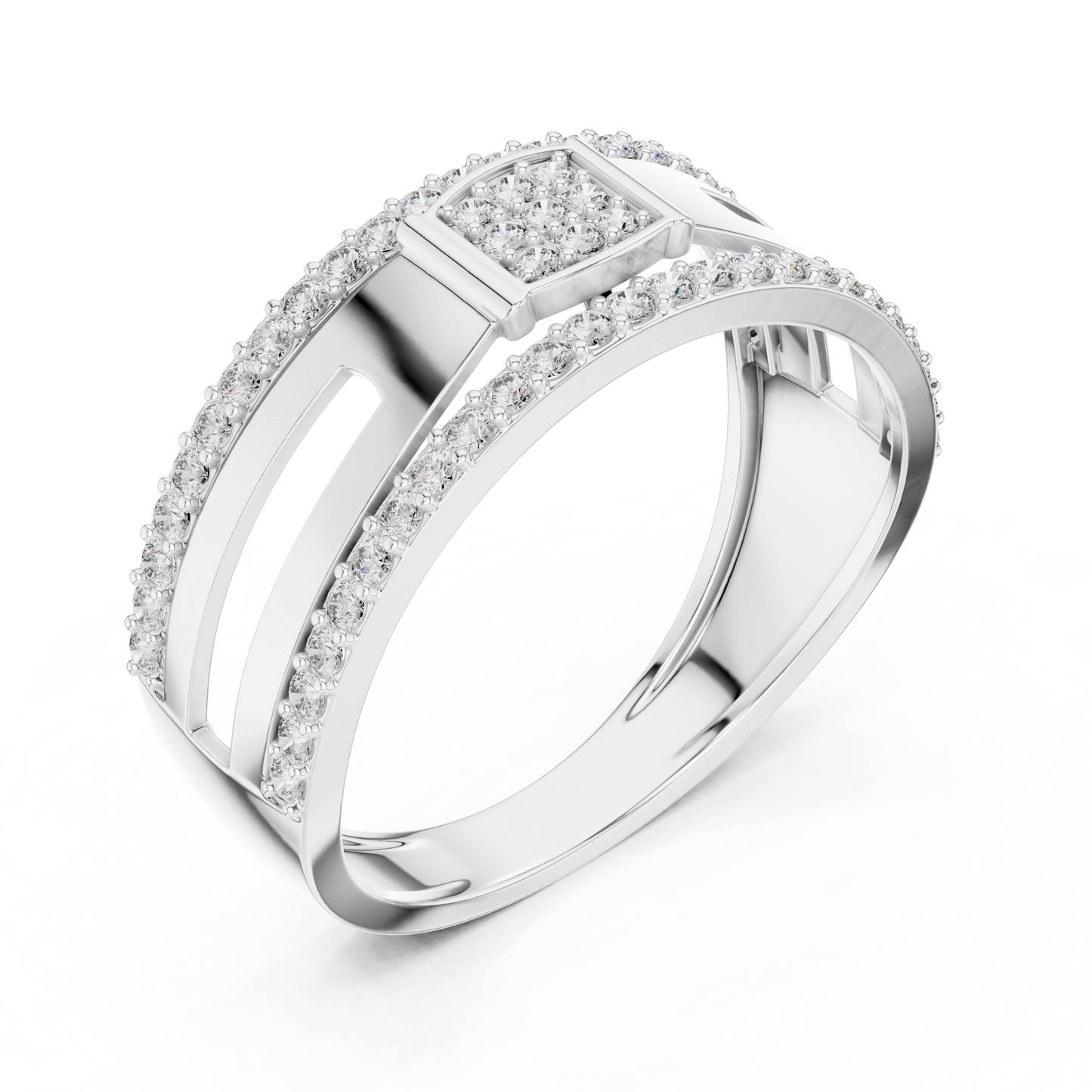 Round Geometric Open Shank Lab Grown Diamond Ring